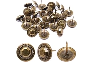 YuGtcen 30pcs Big Upholstery Tacks, Decorative Nails Thumb Tacks Metal Upholstery Nails for Wood Upholstery Pins Vintage Furniture Tacks (21x25mm, Bronze)