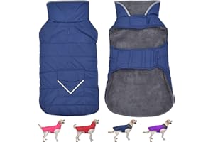 Petglad Dog Coat, Waterproof Dog Winter Jacket with Pocket, Reflective Adjustable Dog Snow Vest, Warm Cozy Fleece Sweater for Small Medium Extra Large Dogs - Blue, XL