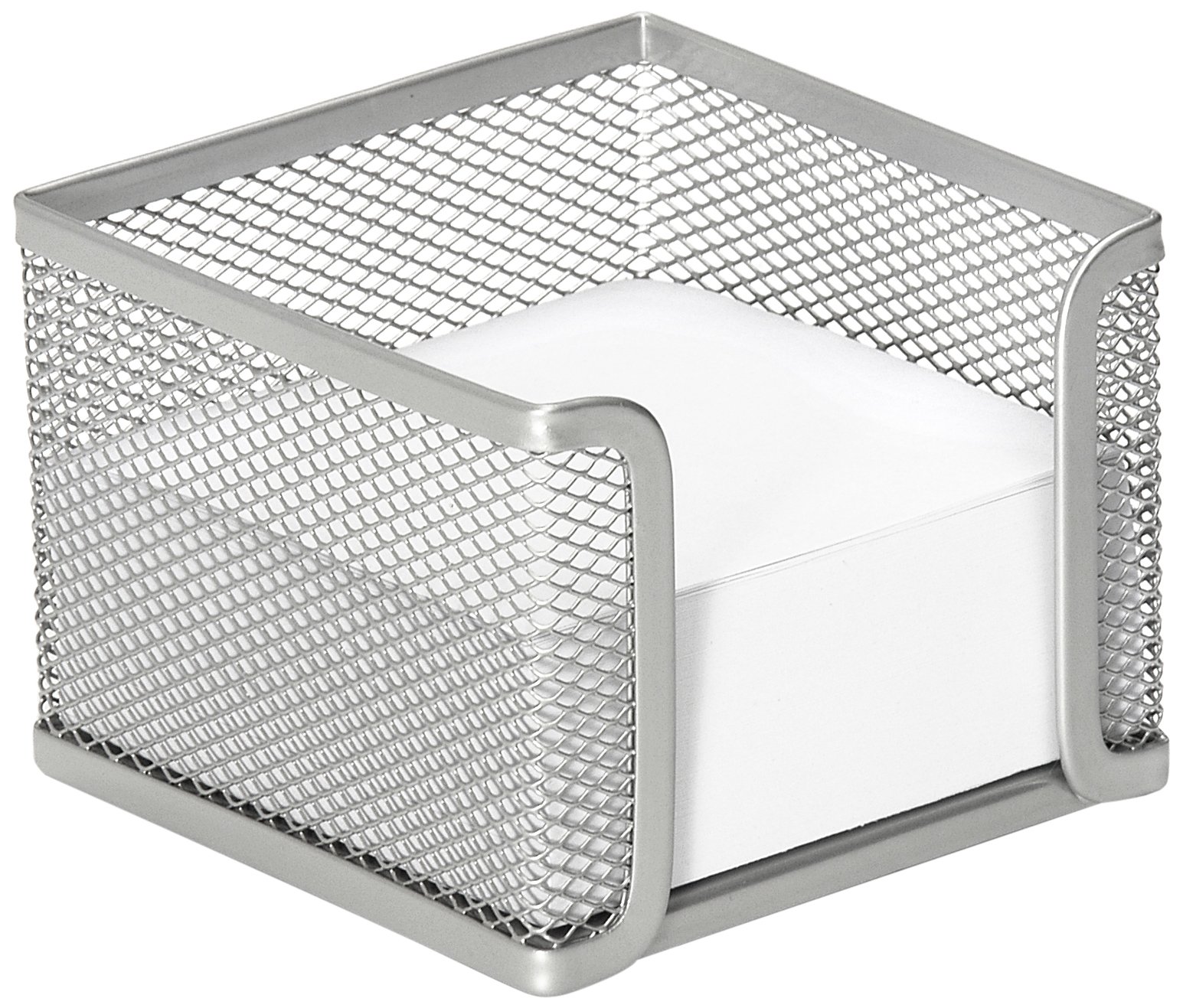 OSCO Wiremesh Memo Pad Holder with 400 Sheets, Desktop Memo Organizer & Note Dispenser, Compact Metal Mesh Desk Accessory for Office, Home & Study, Silver