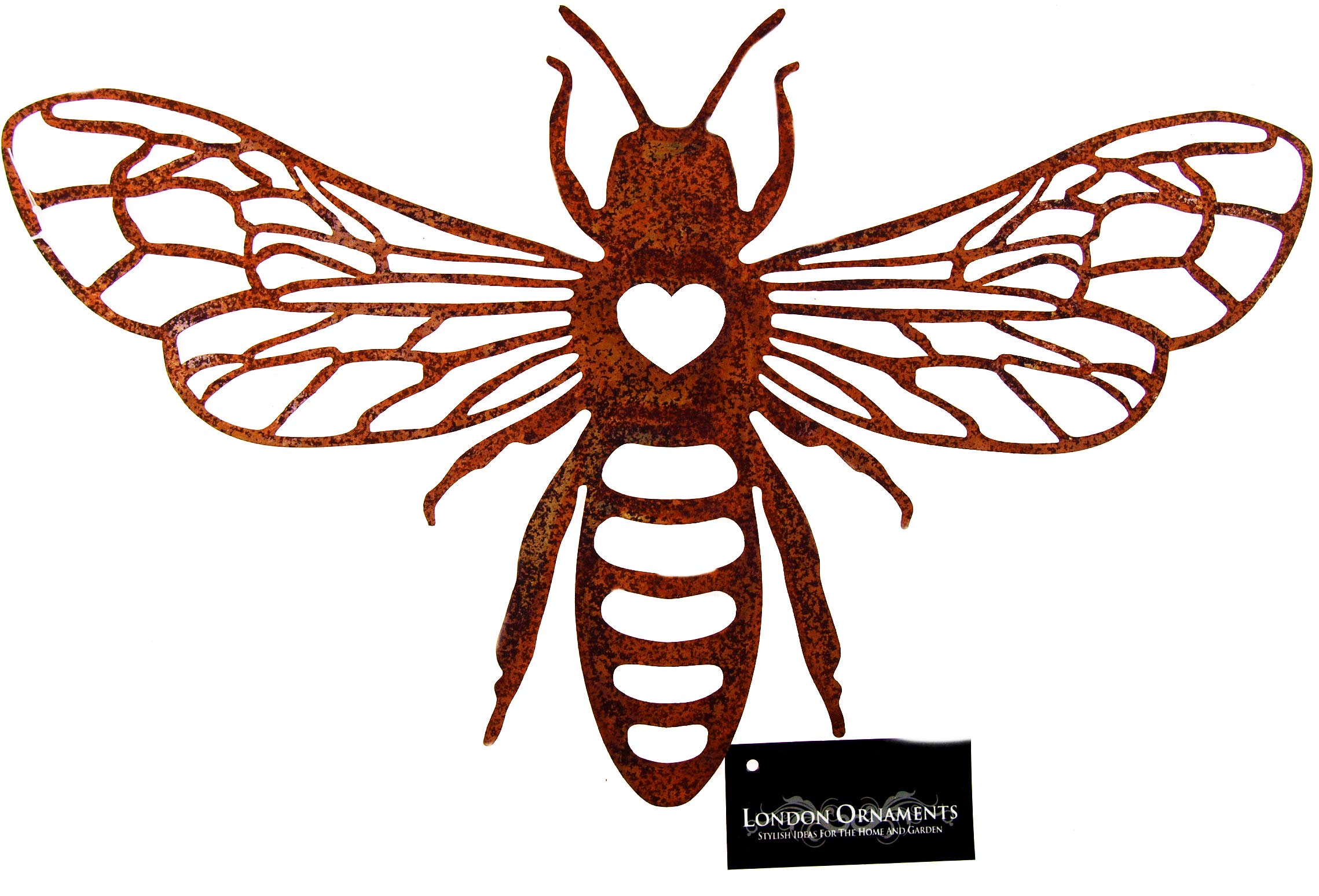 London Ornaments Bee Wall Art for Garden with Rusty Finish