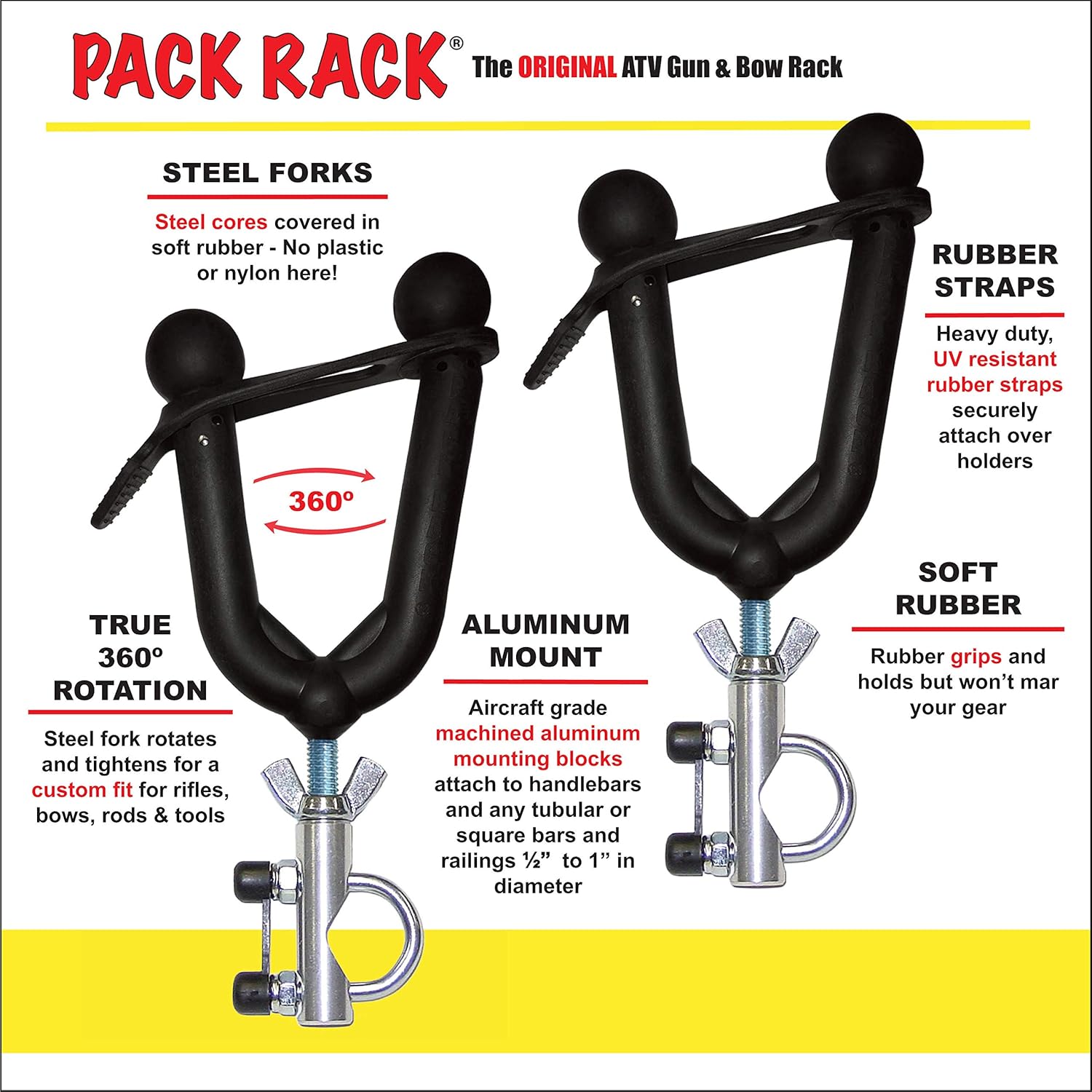 All Rite Products Pack Rack - Gun & Bow Rack for ATVs and Bikes - Model PR1: Automotive