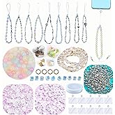AOUXSEEM Beaded Mobile Phone Chains Making Kit, Can Make 10 Pcs Cell Phone Wrist Straps, Assorted Crystal Diamond/Butterfly/Metal/Round Beads for Girls DIY Handmade Gifts