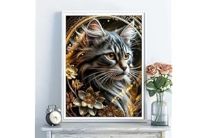 5D Diamond Art Kits for Adults - DIY Cat Diamond Painting Kits, Full Round Drill - Crystal Embroidery Cross Stitch Craft for 