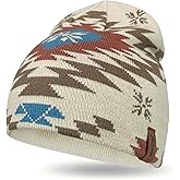 SPSKY Unisex Winter Knit Beanie, Warm Geometric Pattern Snowflake Hat, Soft Stretch Skull Cap for Outdoor Cold Weather