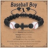 Gopbrer Soccer Basketball Football Baseball Bracelets for Boys, Cross Beaded Bracelet Gifts for Teen Boys Men, Birthday Valentines Day Gifts for Kids Ball Players Team Lovers Fan