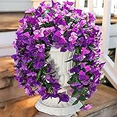 HyeFlora Bougainvillea Artificial Hanging Flowers Plants for Outdoors Decoration, 2pcs Fake Flowers Silk Bougainvillea Vines Realistic UV Resistant Faux Flowers for Outside Planters Porch Patio, Mix
