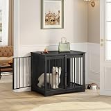 Hzuaneri Dog Crate Furniture 81 cm Double Door Barn Door Anti-Chew Black view 5