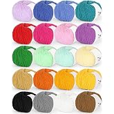 Katech 20 Skeins Cotton Yarn for Crocheting-Crochet Yarn Set-(Color A) | 55% Cotton 45% Acrylic#3 DK (Light)-Super Soft Milk Cotton Yarn-Great Crochet and Knitting Starter Kit for Colorful Craft