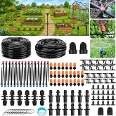 GDLIN 240FT Drip Irrigation System with 1/2'' 1/4'' Tubing Hose | Automatic Drip Irrigation Kits Quick-Connect for Greenhouse, Yard, Lawn, Indoor, Outdoor, Garden Watering Misting System