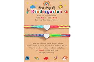 ORISPRE First Day of Kindergarten/Pre k/ 1st Grade/ 2nd Gifts Mother Daughter Bracelets Matching Heart Wish Bracelet Set for 2 Gifts for Daughter