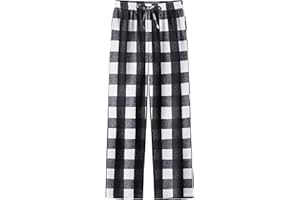 IHU Pajama Pants for Boys Girls, Thick Flannel Kids Plaid Pajamas Lounge Pj Bottoms with Drawstring Pockets for Sleepwear