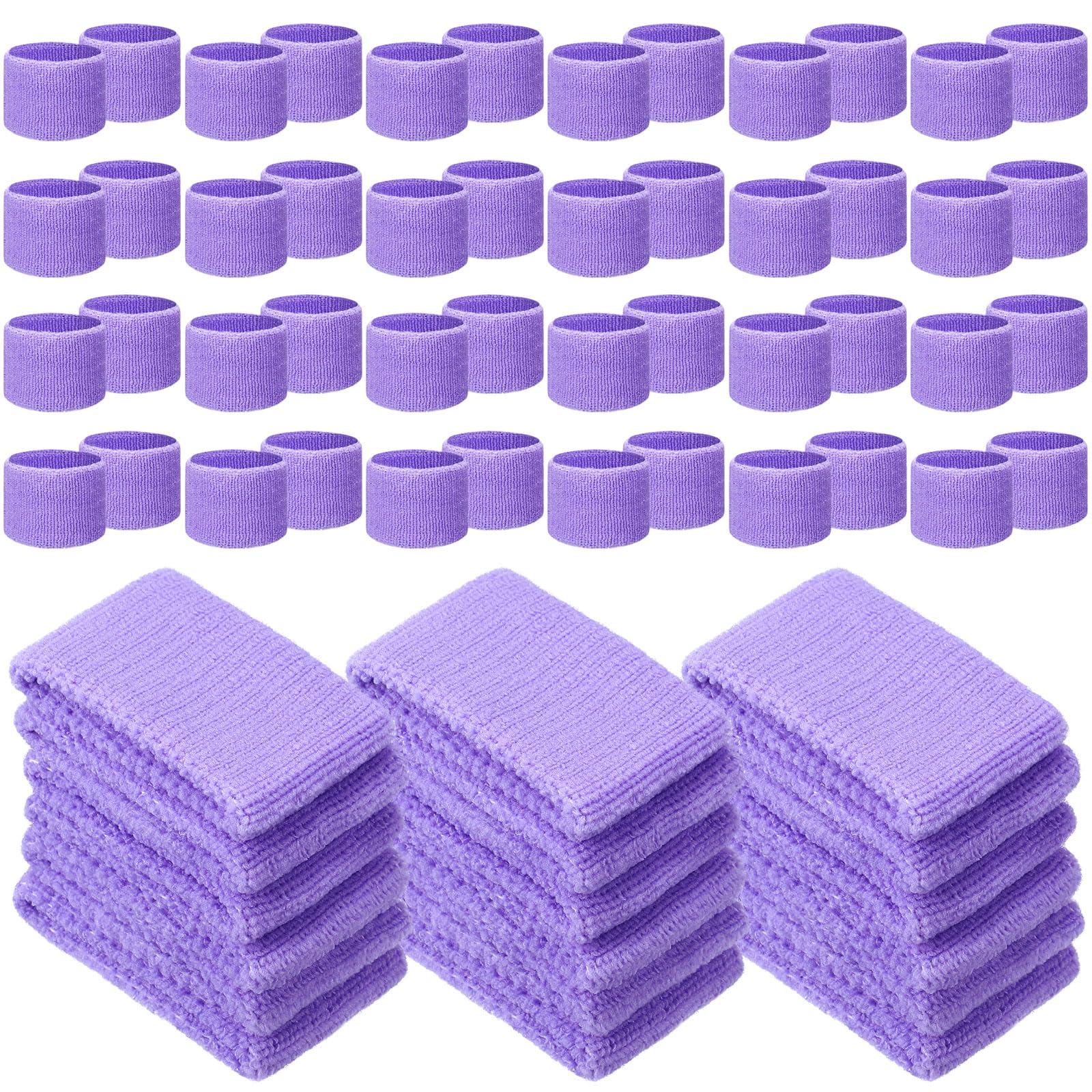 Photo 1 of 72 Pcs Wrist Sweatbands Bulk for Kids Field Day Cotton Terry Sweat Bands Sports Fan Wristbands Kids for Summer Camp Student Football Team Sports Competition Party Favors(Purple)