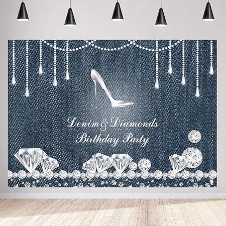 Amazon デニムとダイヤモンド 誕生日パーティー背景 7x5フィート キラキラダイヤモンド ハイヒール 女性 誕生日 写真背景 女の子 ハッピーバースデー スタジオ小道具 ケーキテーブル装飾 フォトバナー バックペーパー 背景布 通販