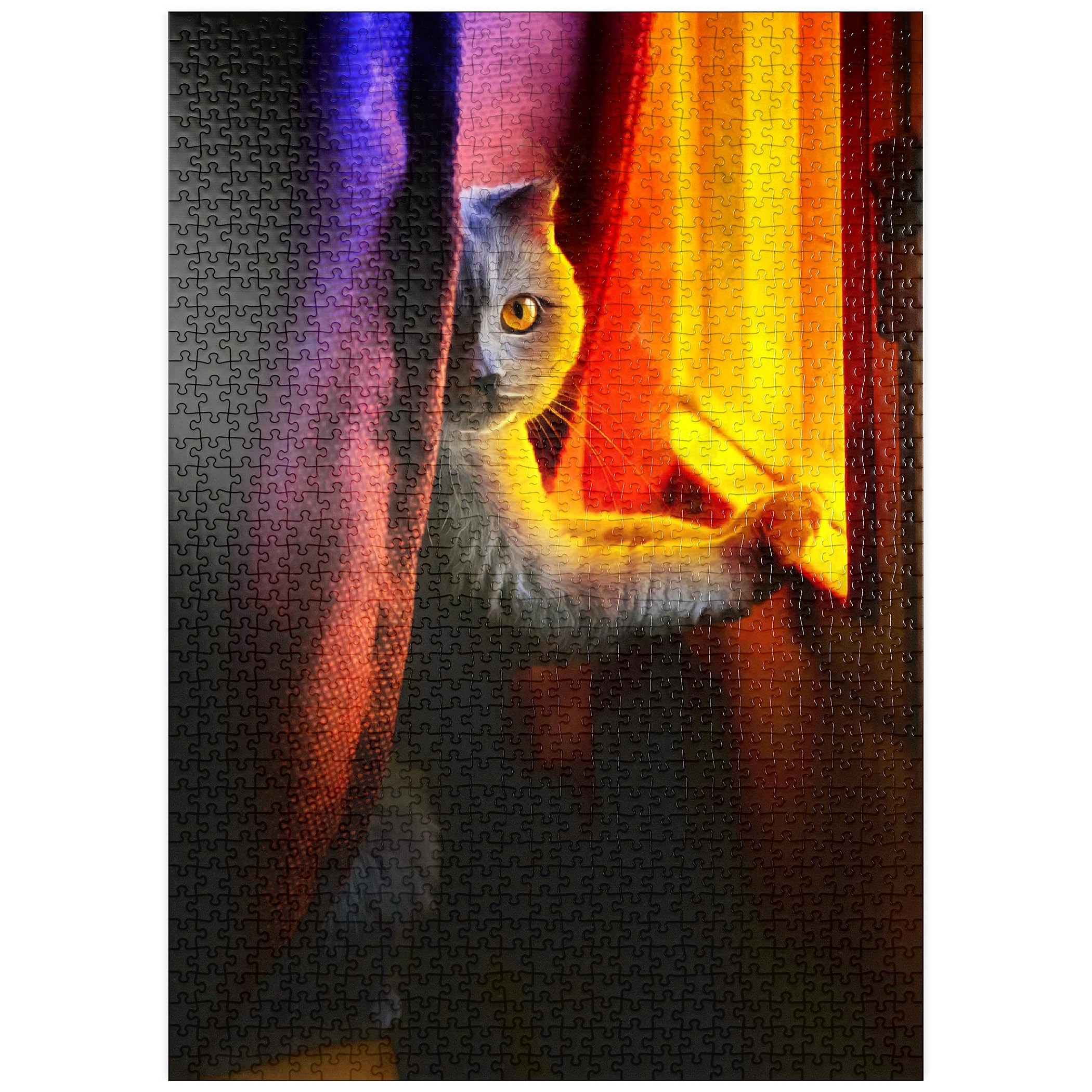 Cute Cat In Night Window - Premium 1000 pieces Puzzle - MyPuzzle special collection from Puzzle Galaxy