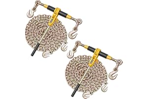 VEVOR Ratchet Chain Binder, 5/16 in x 10 ft G80 Chains, 8000 lbs Working Load of Ratchet Load Binder, Chains and Binders Set, Tie Down Hauling Chain Binders for Hauling, Towing, Logging, Lifting