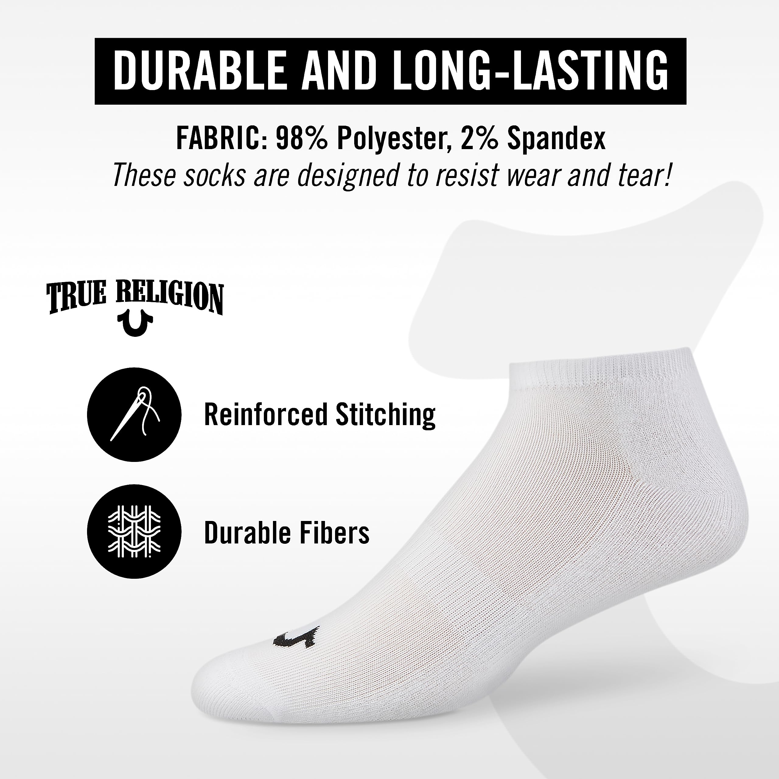True Religion Mens Socks 6 & 12 Pairs No Show Socks for Men Premium Athletic Shoe Size 8-12