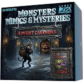 D&amp;D Miniatures Advent Calendar with DND Mimics and Monsters Minature 28mm | Open one chamber a day for 24 days to reveal 16 monsters with Krampus, 10 mimics and 7 scenery pieces in 28mm PVC