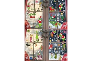 VAWCORNIC 12 Sheets 217 Pcs Big Size Window Clings Christmas Window Clings Christmas Decorations Christmas Window Sticker Window Decals Window Stickers Home School Office Party Supplies