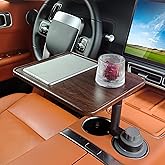 Car Desk for Laptop,360&deg; Rotating Cup Holder Table，Wood Car Tray, Car Table &amp; Car Food Tray，Steering Wheel Tray， Car Accessories for Women &amp; Men. Compatible with Tesla Model Y/3/S, Ford F150&amp; Most
