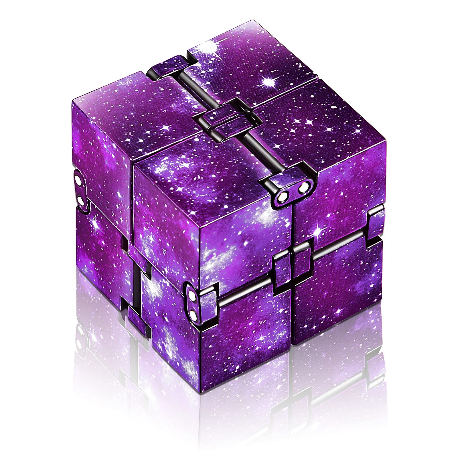 Skylety Cube Mini Blocks, Cube Desk Toy Sensory Toys Stress Relief Tool Game Supplies Gifts for Christmas for Adhd Autism Teens and Adults(Purple Galaxy Space)