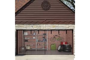 JIA XI Garage Door Screen 1 Car 8x7FT Garage Screen Door，Upgraded PET Mesh with Retractable Magnetic Screen Garage and Heavy Duty Bottom for Easy Assembly and Pass, Hands-Free Screen Door