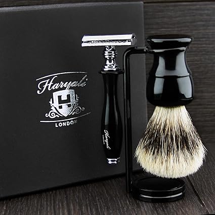 Amazon Com Shaving Set With Safety Razor Silver Tip Badger Brush