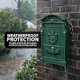 ZENO Letter Box Wall Mounted Green Postbox with 2 Keys Large Classic Mailbox view 5