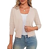 LIENRIDY Women's 3/4 Sleeve Cropped Cardigan Sweaters Button Down Bolero Shrugs for Dresses, S-XL