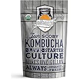 Jun Kombucha Starter Culture - USDA Certified Organic Jun SCOBY & Starter Tea - Makes 1 Gallon - Brewed with Organic Green Te