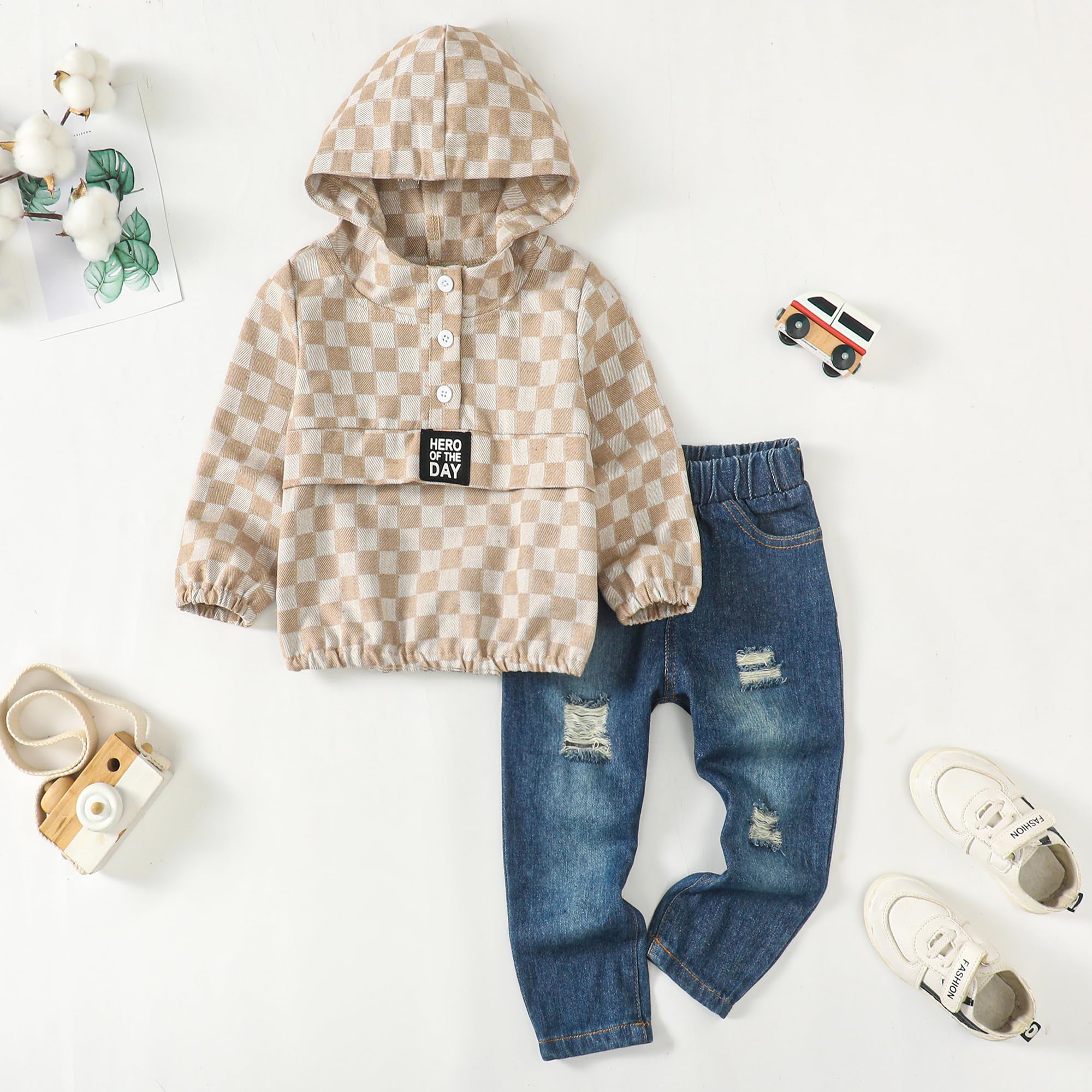 Toddler Boy Clothes Baby Boy Outfit Letter Prints Hoodies Top Ripped Jeans Cute Boys Clothing Set Fall Winter