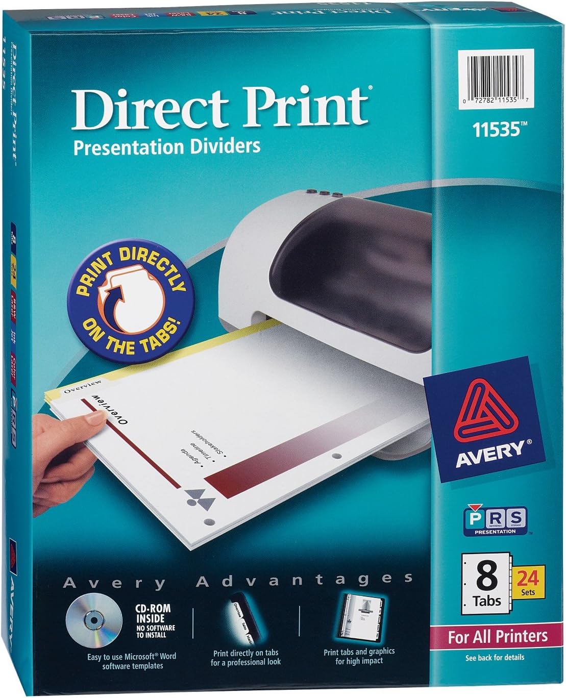 Avery direct print laser-8-tab 11535 (072782115357)