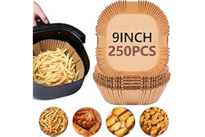 UBeesize 9 Inch Air Fryer Paper Liners,250 PCS Parchment Paper, Air Fryer Disposable Paper Liner for Microwave, Non-Stick Air