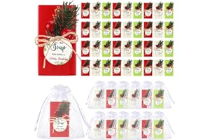 Swiffen 48 Set Christmas Party Favors Bar Soap Gift Bulk Handmade Mini Soaps with Tags Drawstring Gift Bag, Guests Return Thank You Gifts for Xmas Goodie Bags Stocking Stuffers Wedding Party Favors