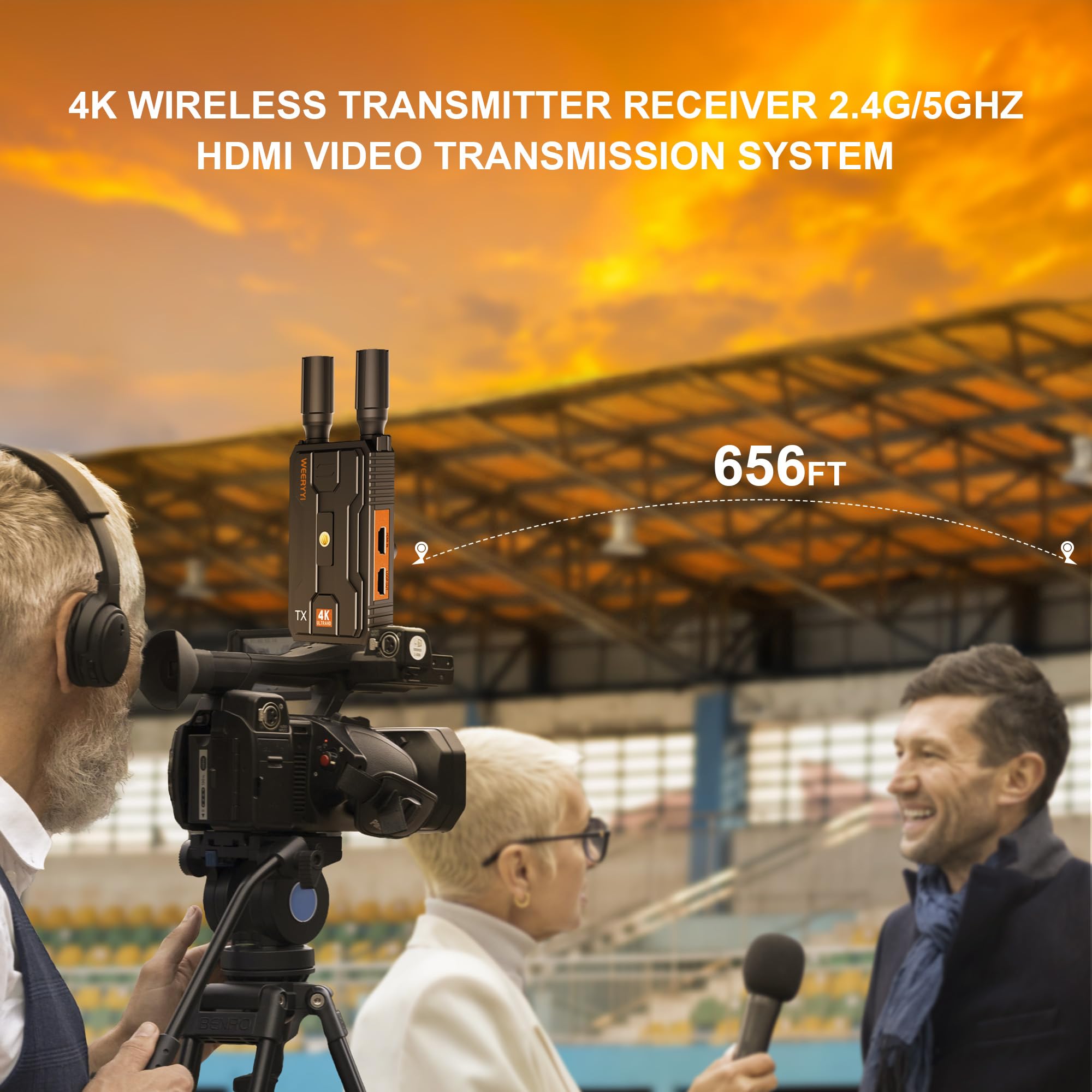 4K Wireless Transmitter Receiver HDMI Video Transmission System, Ultra-Long Range Plug and Play, 2.4/5GWirelessVideoTransmissionSystem forStreamingCameraVideo/Audio from Laptop/Projector/Video Monitor