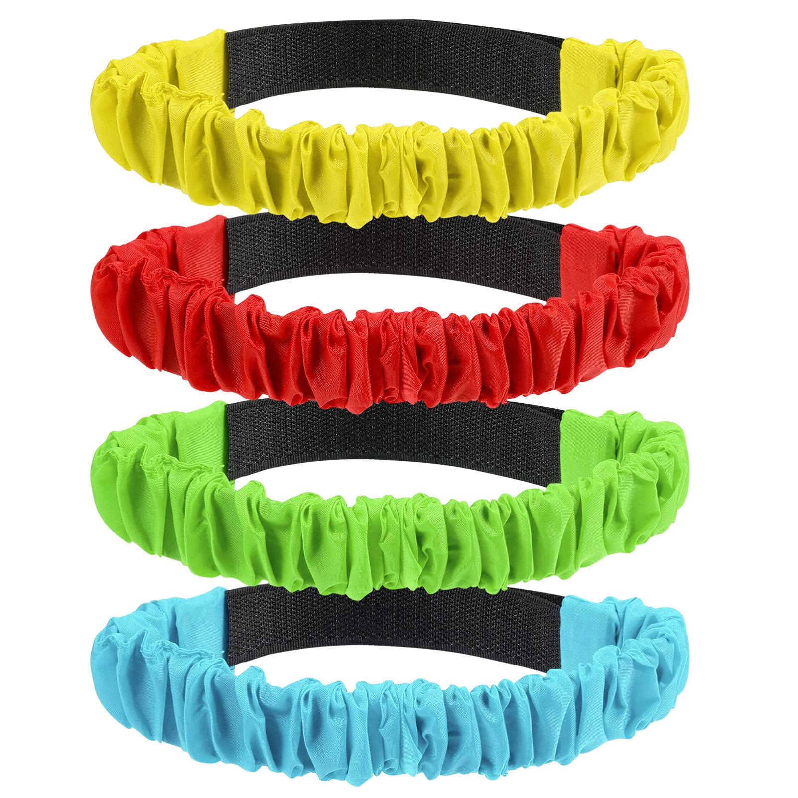 TOYANDONA 12 Pieces 3 Legged Race Bands Elastic Tie Foot Running Race Game Rope Straps with 4 Assorted Colors for Family Kids Friends Parties Carnival, Field Day, Backyard, Relay Race Games