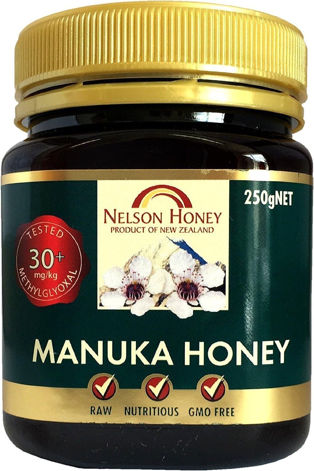 Nelson Honey Manuka Honey 30miligram/kg of Methylglyoxal 250 Grams (Pack of 8)