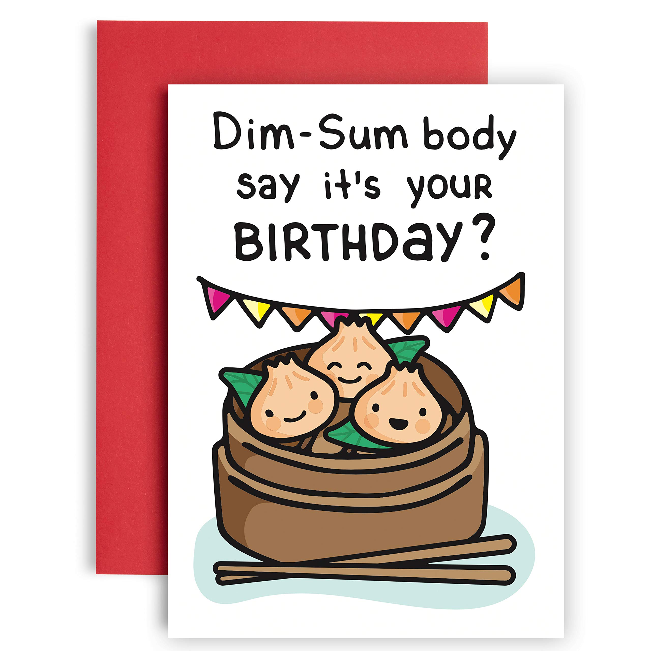 Huxters Funny Birthday Card for Women - Dim-Sum Theme - A5 Size (8.3" x 5.8") - Greeting Card