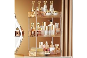 KSDSOAM 3 Tiers Bathroom Countertop Organizer, Cosmetics Skincare Organizers Holder for Perfume, Bathroom Organizers and Storage for Dresser Vanity Tray Sink (Gold)