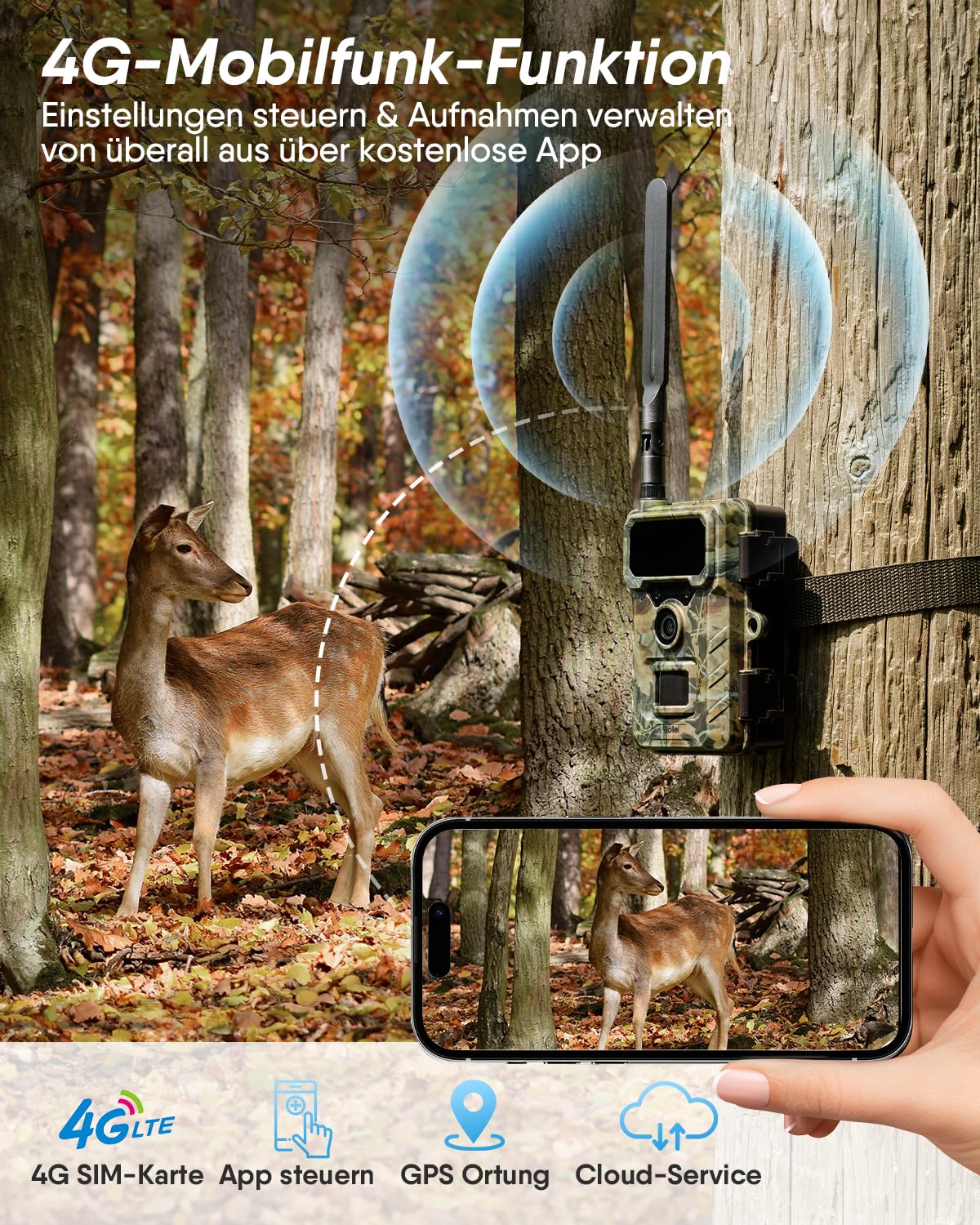 Rollei Wildkamera 4G SIMConnect 4K mit SIM Karte & Handyübertragung App 2