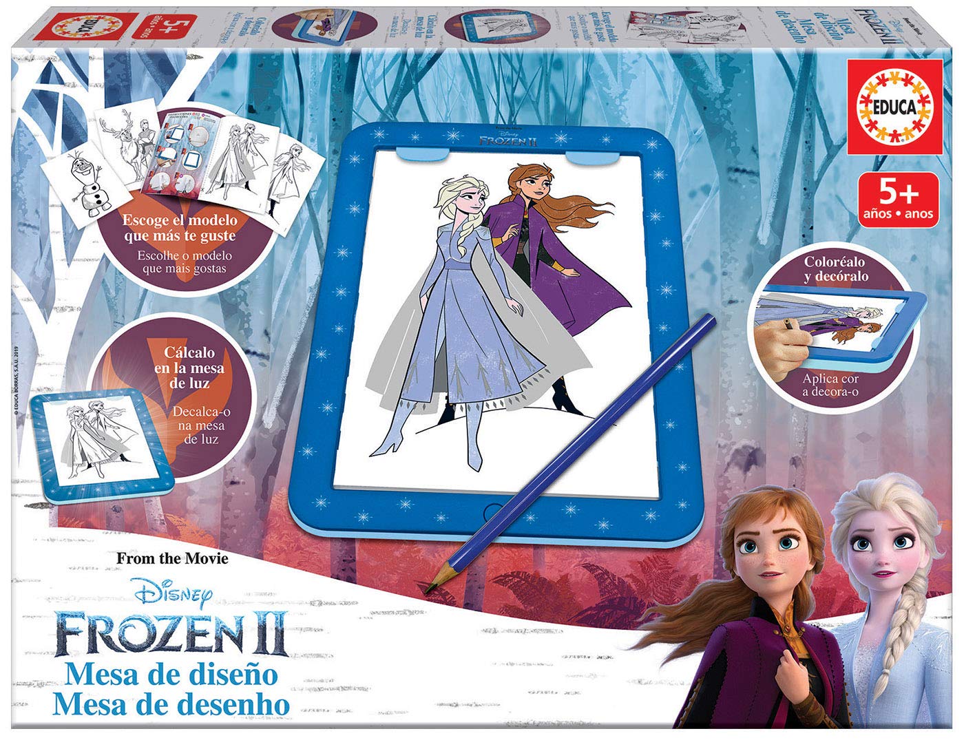 Educa - Frozen design table, decal, colour and decorate. Includes stickers and book with different models. From 5 6 7 years (18369)