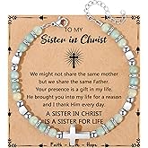 JoycuFF Christian Gifts for Women Cross Bracelet Faith Easter Catholic Religious Christian Jewelry, Meaningful Baptism Communion Natural Beads Bracelets