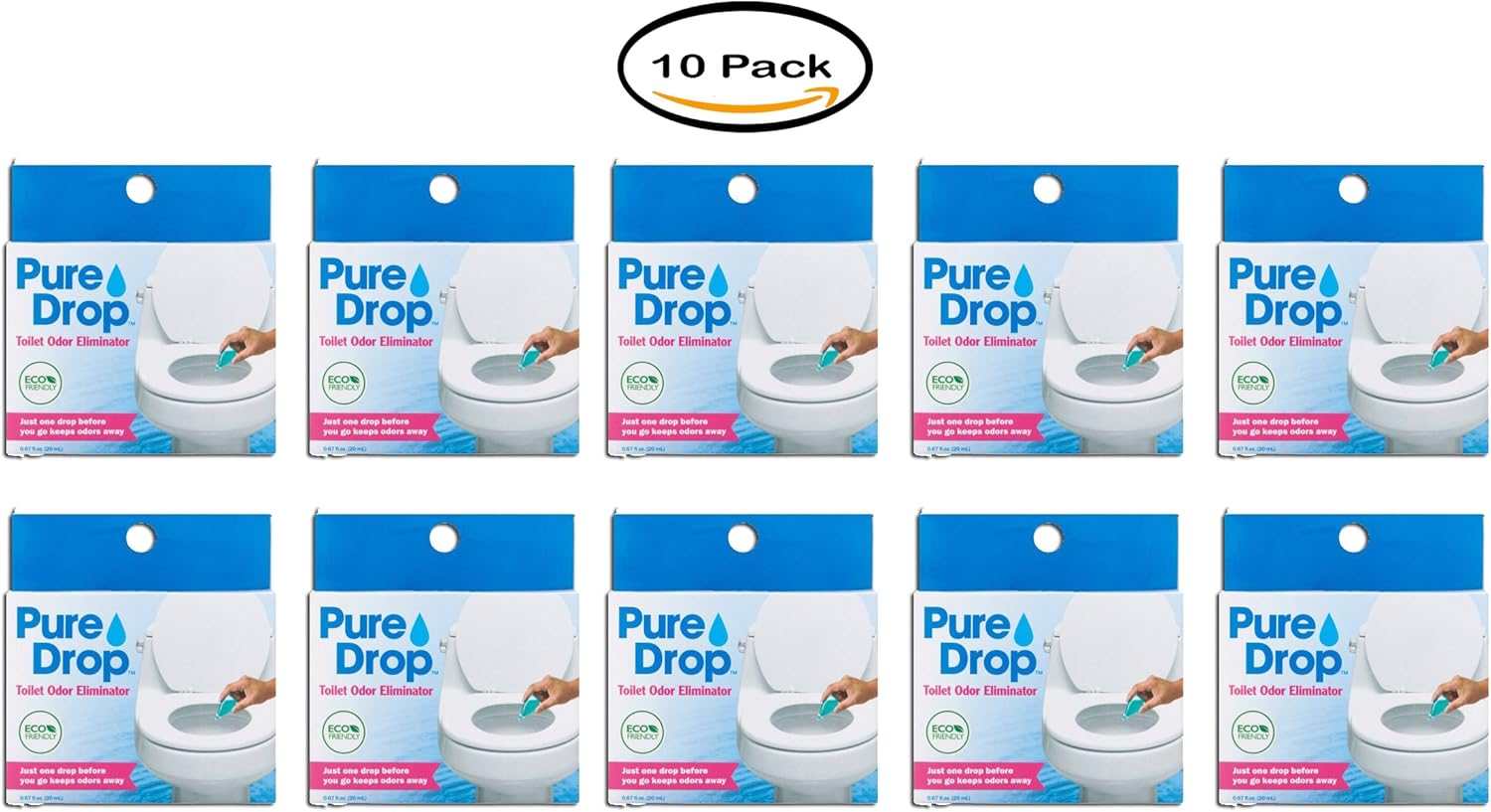 PACK OF 10 Pure Drop Toilet Odor Eliminator, 0.67 fl oz