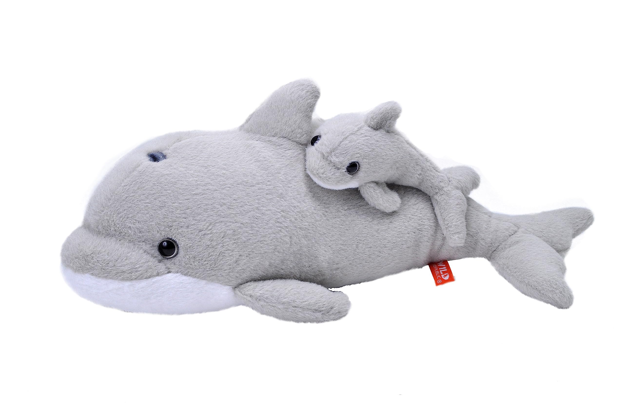 Photo 1 of Wild Republic Mom and Baby Dolphin, Stuffed Animal, 14 inches, Gift for Kids, Plush Toy, Fill is Spun Recycled Water Bottles, 12"