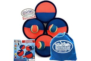 Matty's Toy Stop Deluxe Toss & Catch (Hook & Loop) Tropical Colors Paddle Game Set with 4 Paddles, 3 Balls & Storage Bag - Classic Outdoor Game, Perfect for The Beach, Backyard or in The House!