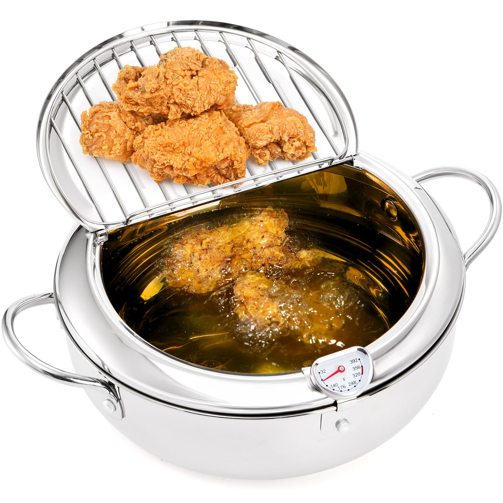Photo 1 of * pot is very dirty *
Yopay Deep Fryer Pot 304 Stainless Steel, 3.4L Frying Chicken Pot with Thermometer Control and Lid, Japanese Style Tempura Fryer Pot
