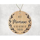 QPTADesignGift Best Memaw Ornament - Best Memaw Christmas Ornament -Best Memaw in The History of Forever Ornament - Family Ornament - Gift for Memaw - Memaw Ornament Printed on Both Sides