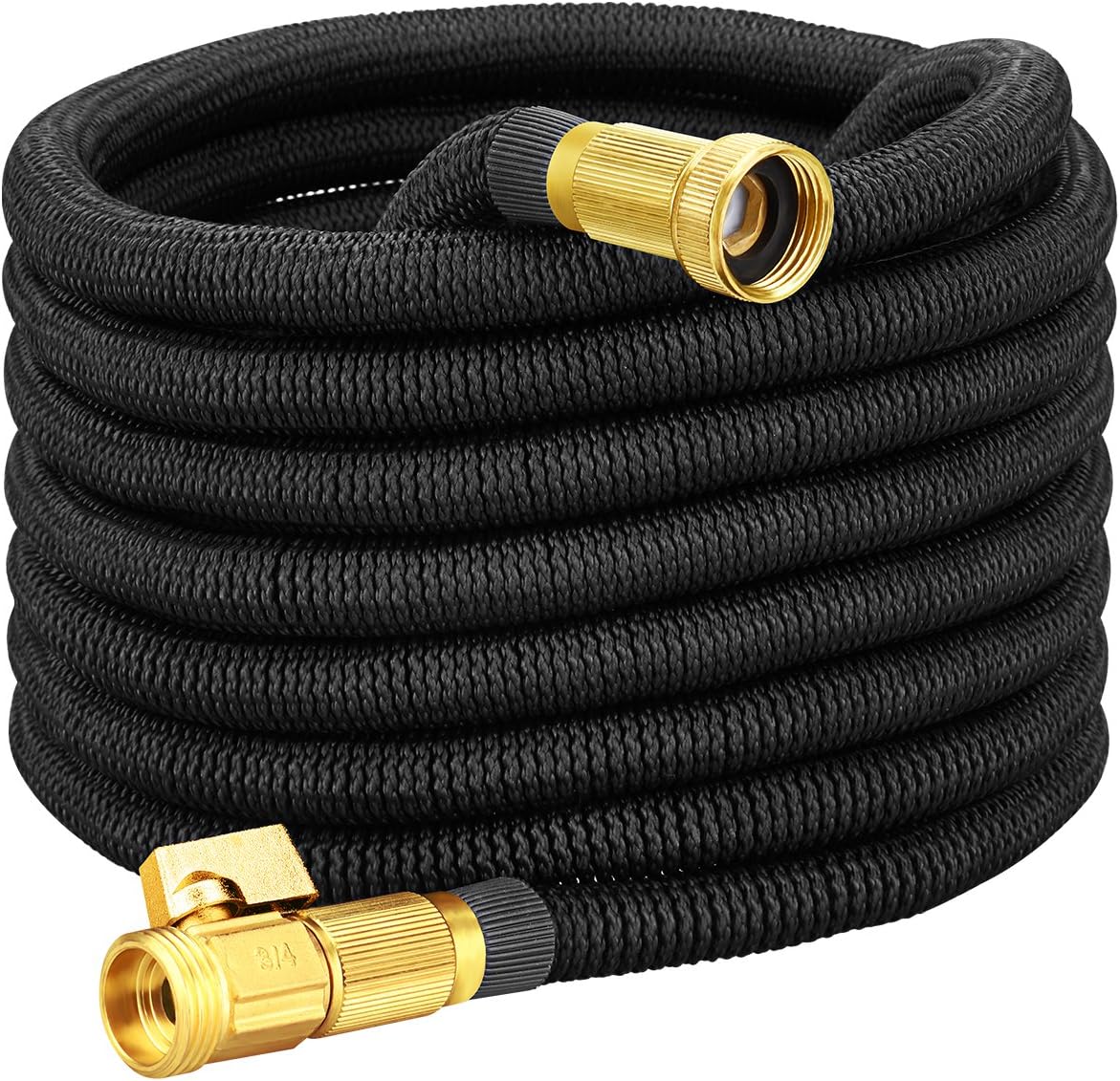 TopRay 50ft Garden Hose, Expandable Water Hose with Double Latex Core, 3/4" Solid Brass Fittings & Extra Strength Fabric, Lightweight but More Durable, Free Storage Sack Gift Included