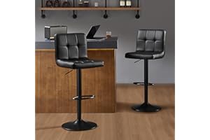 Nestvatto Bar Stools Set of 2, Thickened Seat Cushion Square Swivel Bar Stools with Back, Adjustable Counter Height Bar Chair
