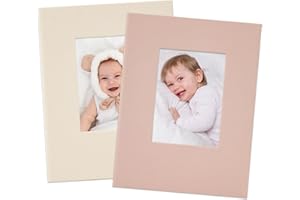 Vienrose Morandi Fabric Cover Photo Album, Each Picture Book Holds 52 Photos for 4x6 Pictures, 2-Pack Small Memory Books for Family Wedding Baby, Beige + Pink