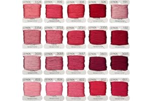 LE PAON Premium Rainbow Color Embroidery Floss bobbins - Cross Stitch Threads - Friendship Bracelets Floss - Crafts Floss - 20 Bobbins Per Pack Embroidery Floss, Medium Rose Gradient